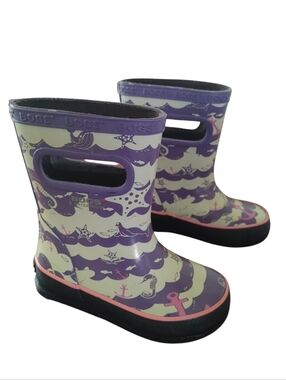 Bogs Skipper At Sea Kids Pink And Purple Rain Boots